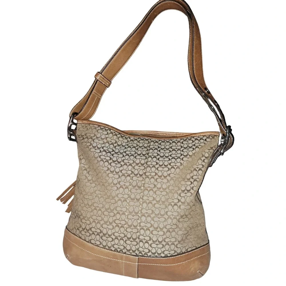 CLASSIC Coach Brown & Camel leather thick straps large buckles